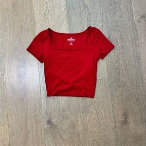 Hollister Red Fitted Crop Tee Short Sleeve